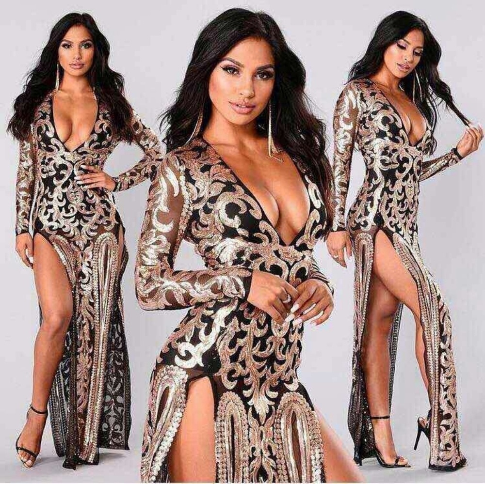 Angie high quality long sequin dress